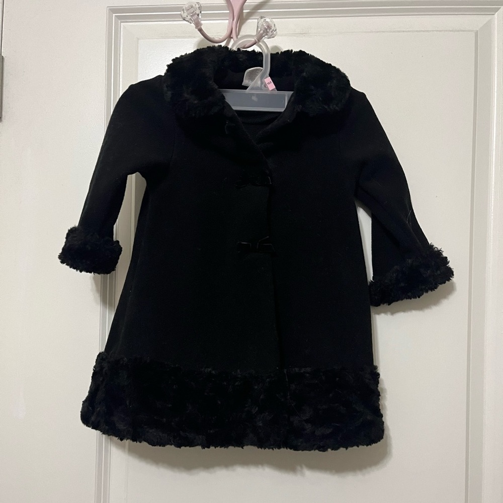Starting Out Baby Coat ball & sz 18 mon w/ faux fur trimming & fr velcro